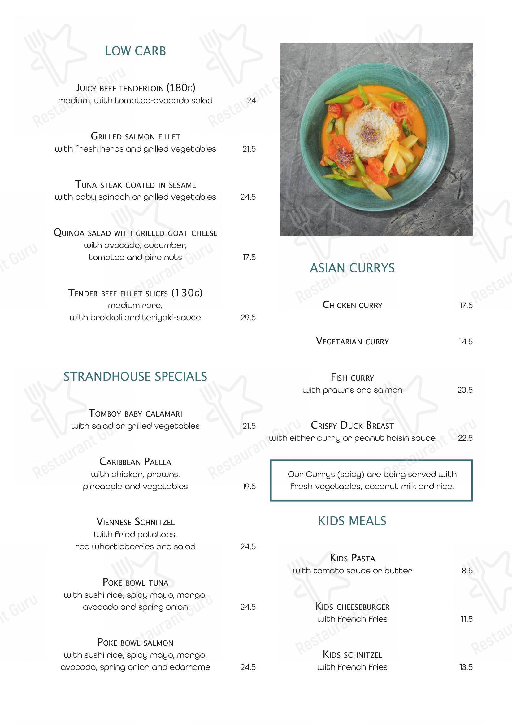 Menu pour Strandhouse Starnberg - Menu bar
