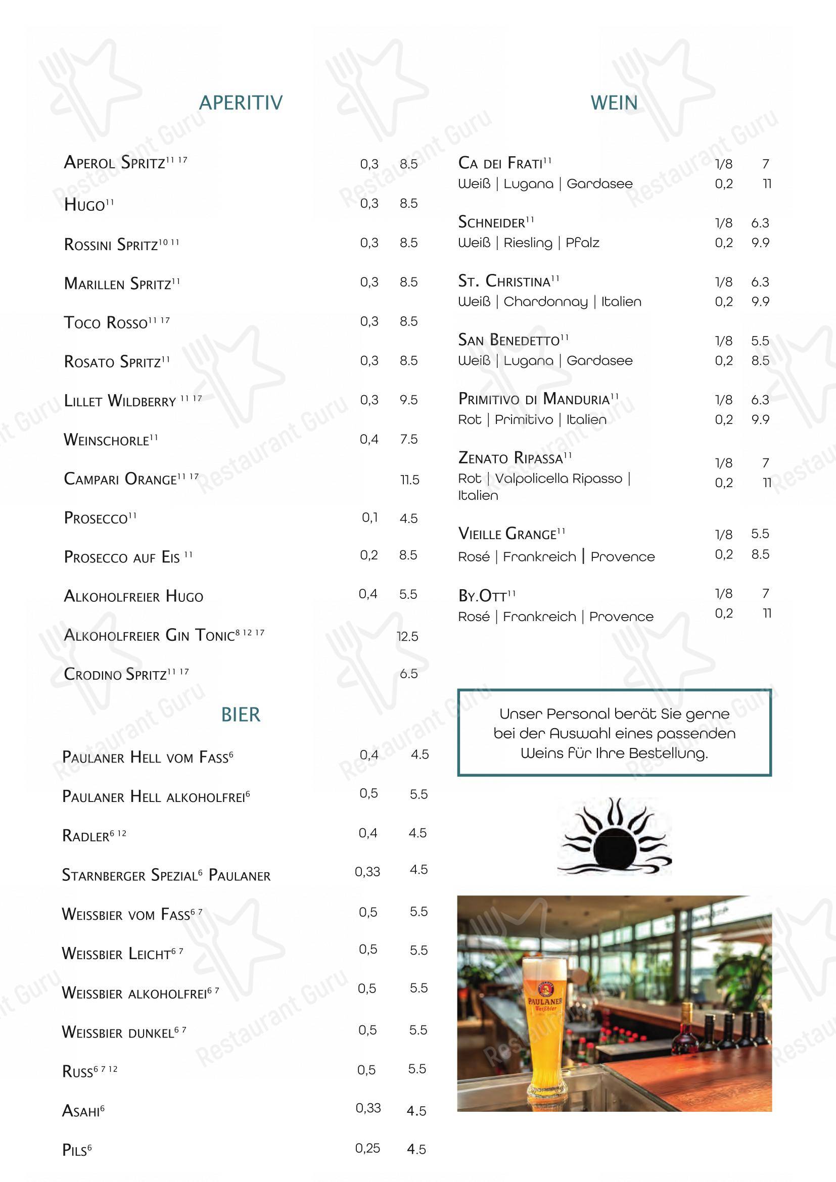 Menu pour Strandhouse Starnberg - Основное меню