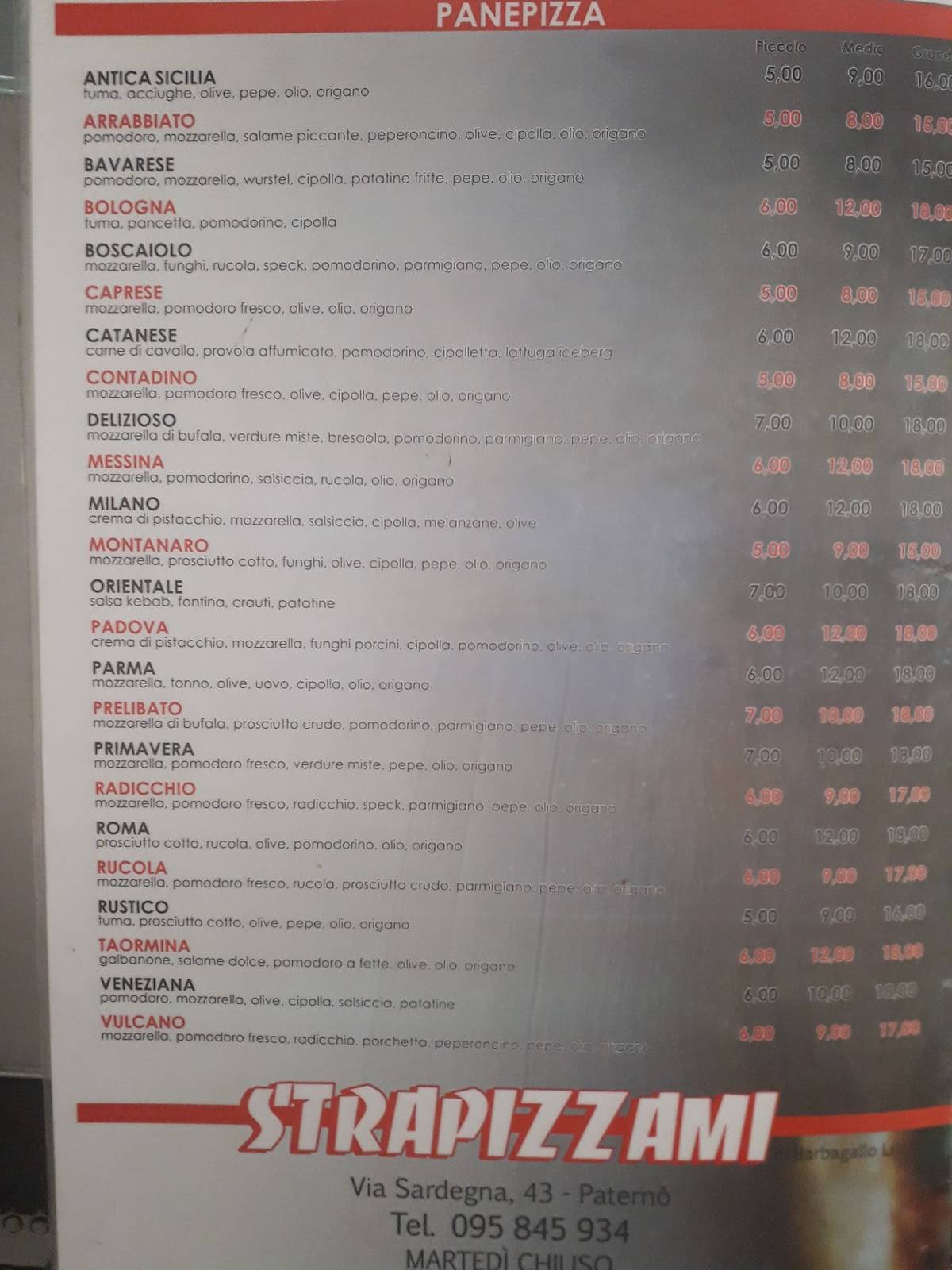Menu di Strapizzami 