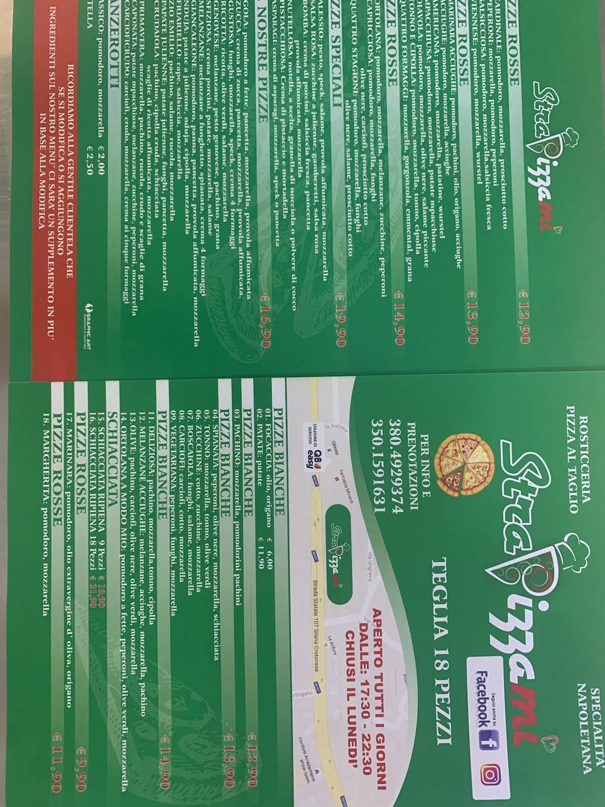 Menu di Strapizzami, Pizza Al Taglio 