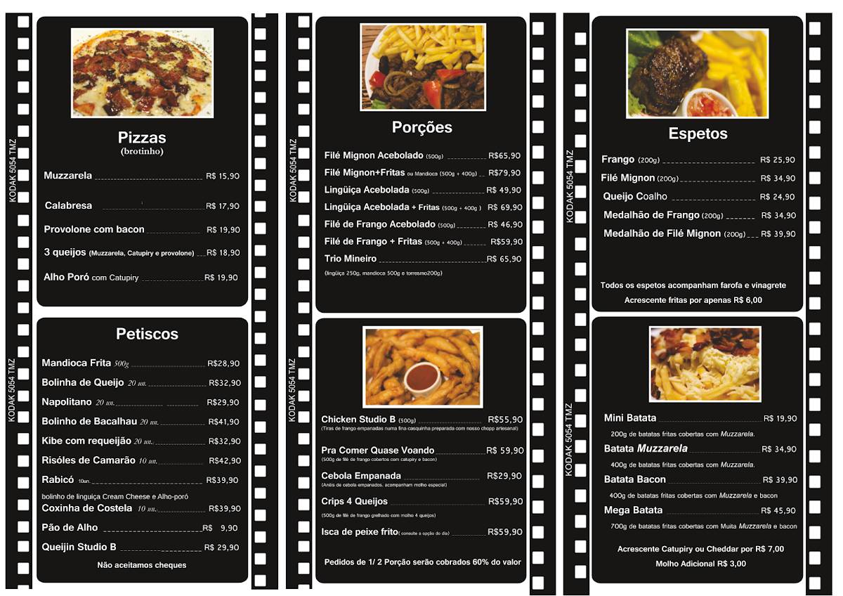 Studio B Bar e Sanduicheria cardápio