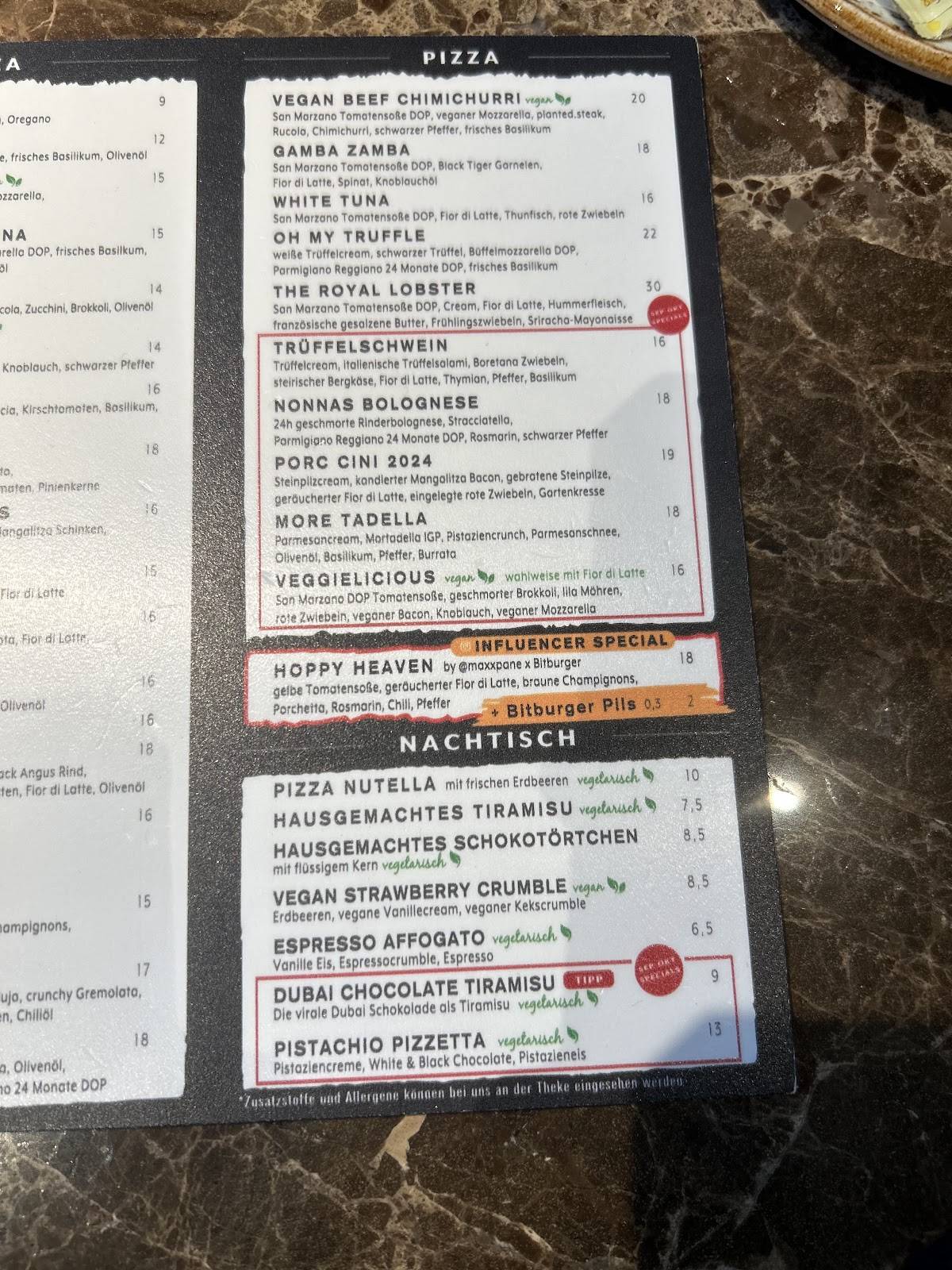 Speisekarte von 60 seconds to napoli stuttgart pizza stuttgart