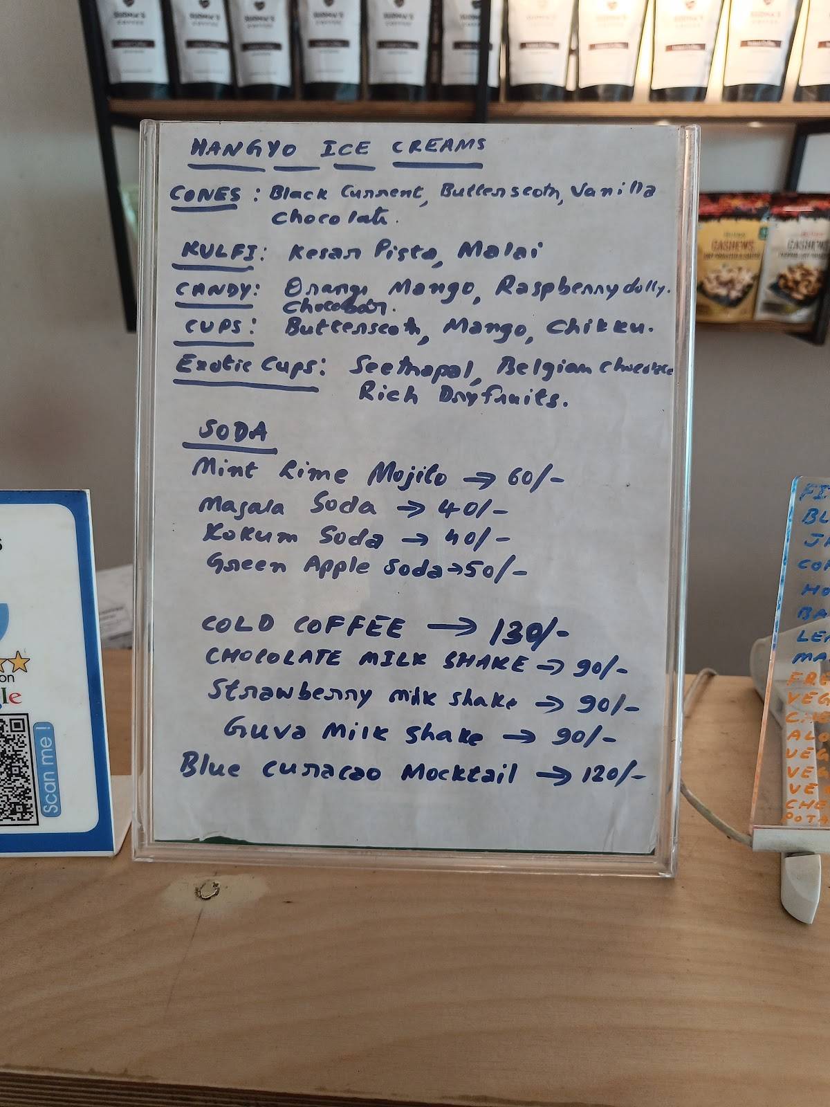 Sudha's Cafe menu