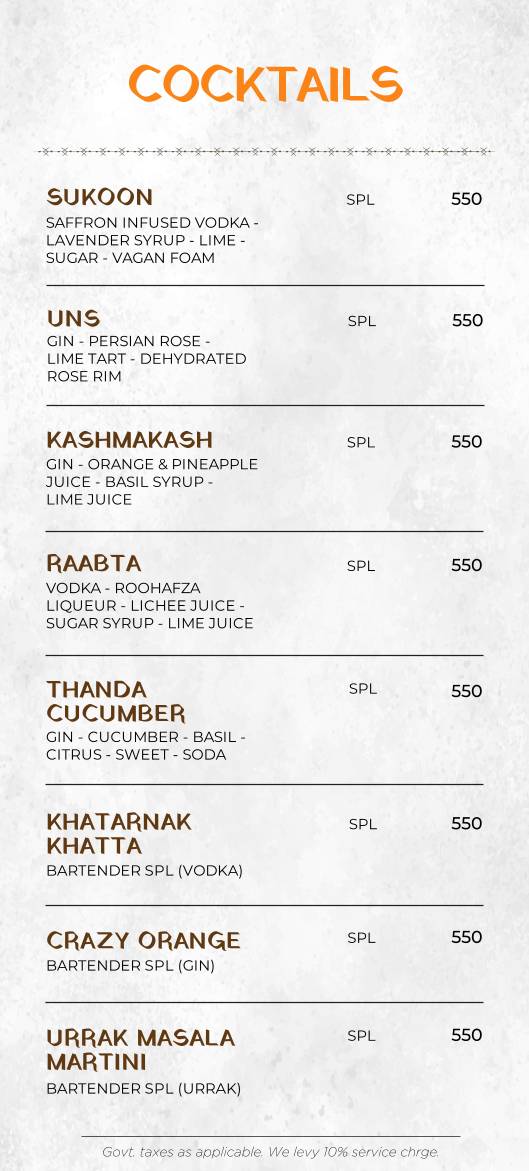Sukkha menu