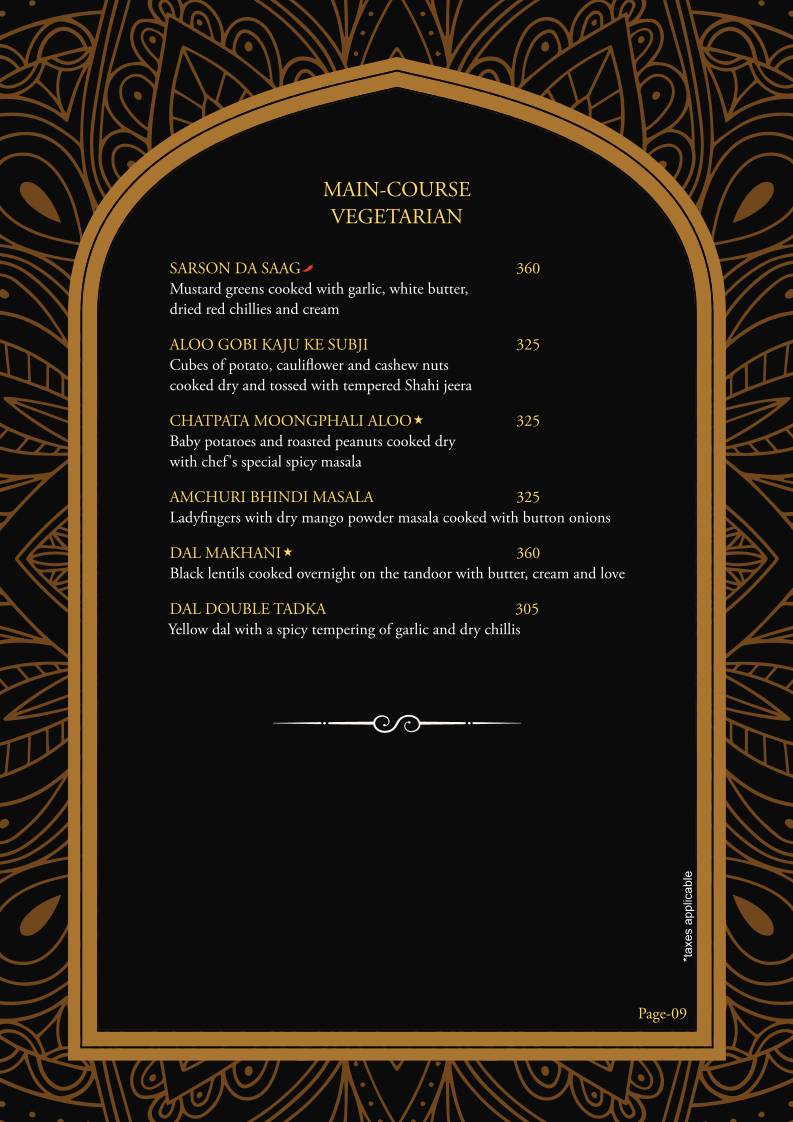 Sultans of Spice menu