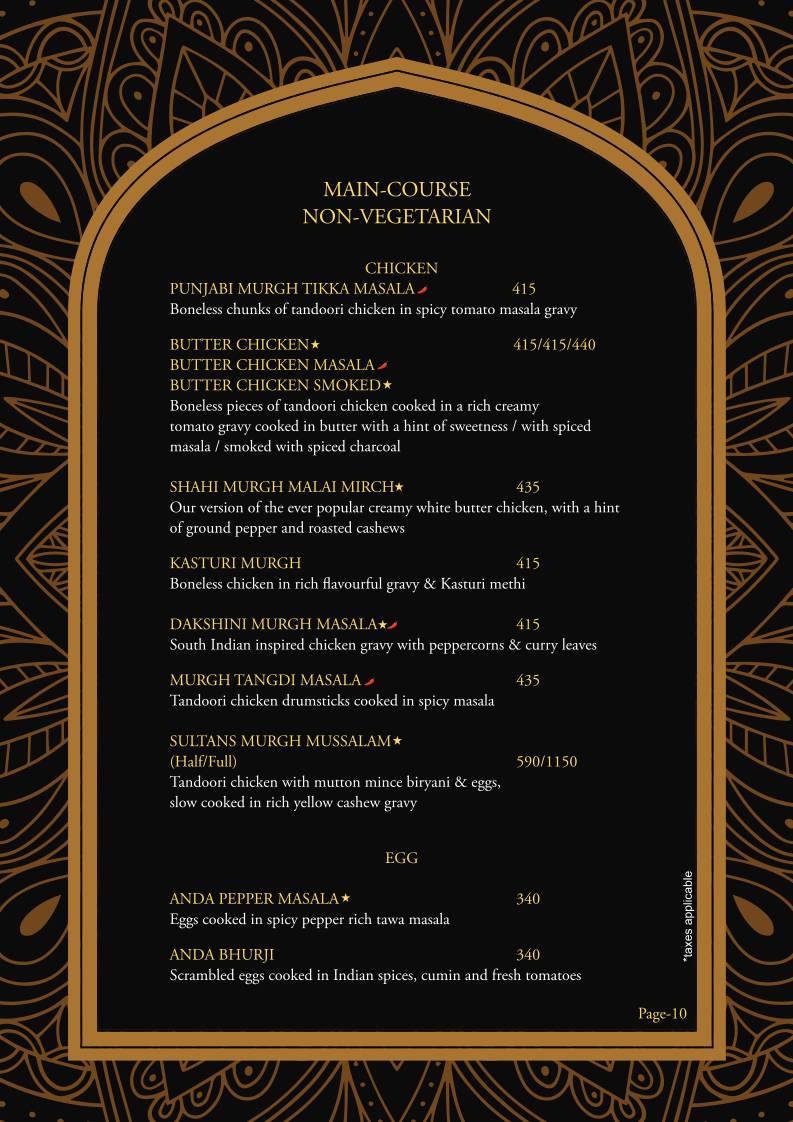 Sultans of Spice menu