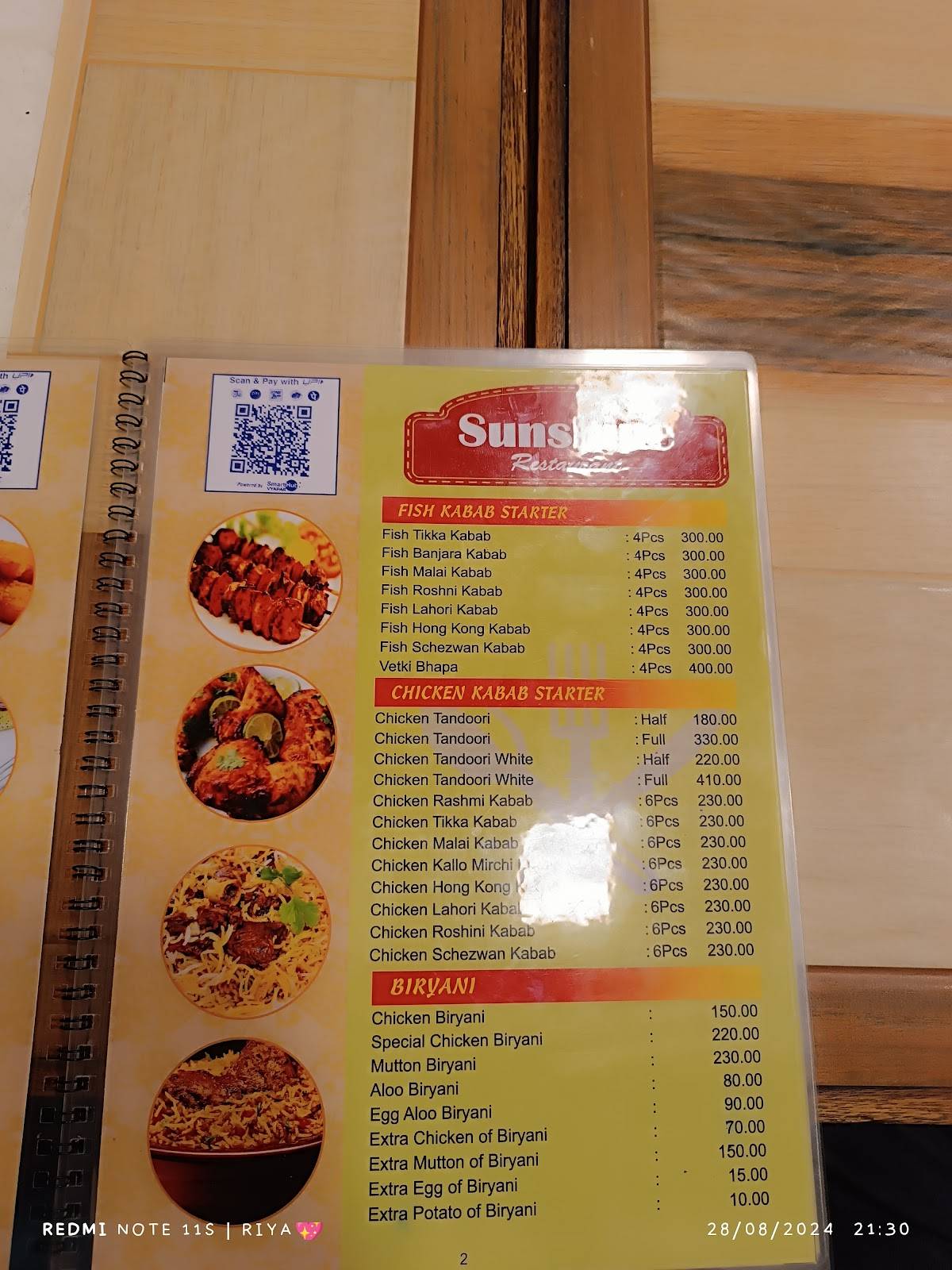 Sunshine Restaurant & Cafe menu