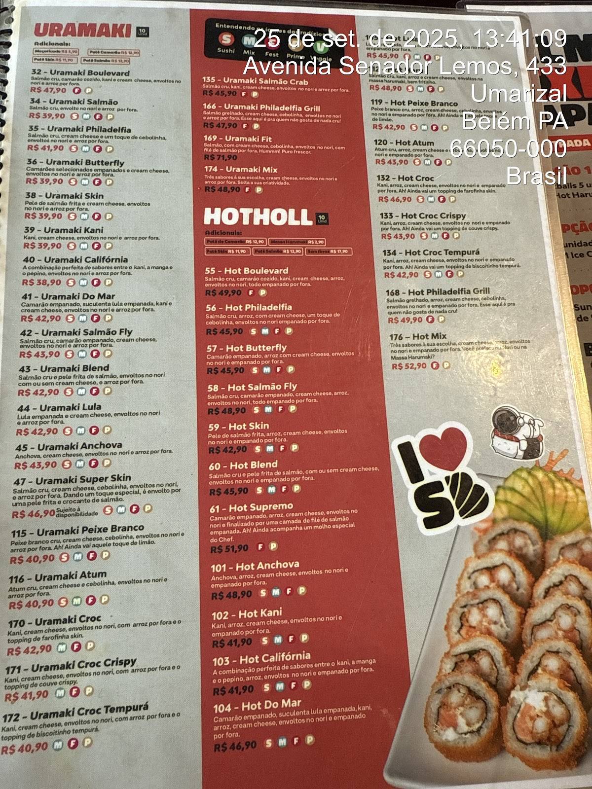 Sushi Boulevard Unidade Senador Lemos cardápio