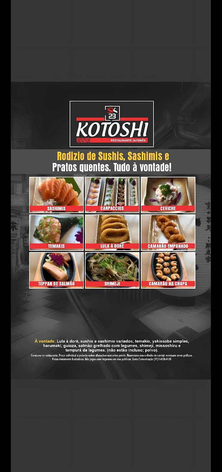 Sushi Kotoshi 23 Comida Japonesa Guarujá cardápio