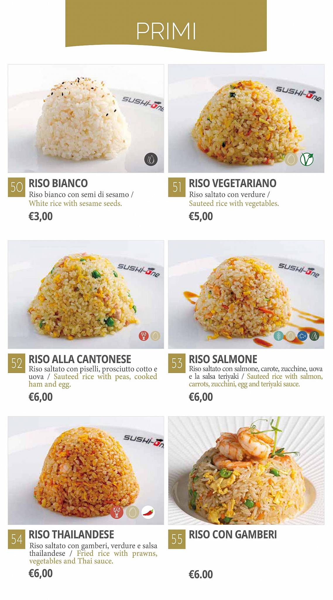 Menu di Sushi One Superior - Mantova 