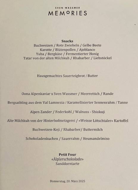Menu di Sven Wassmer Memories 