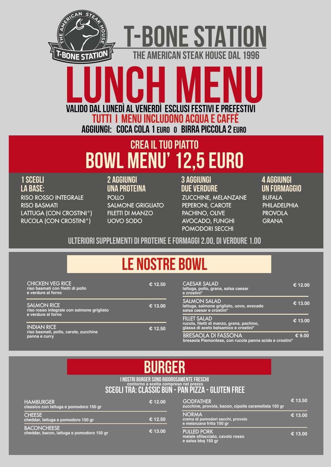 Menu di T-Bone Station - Monteverde 