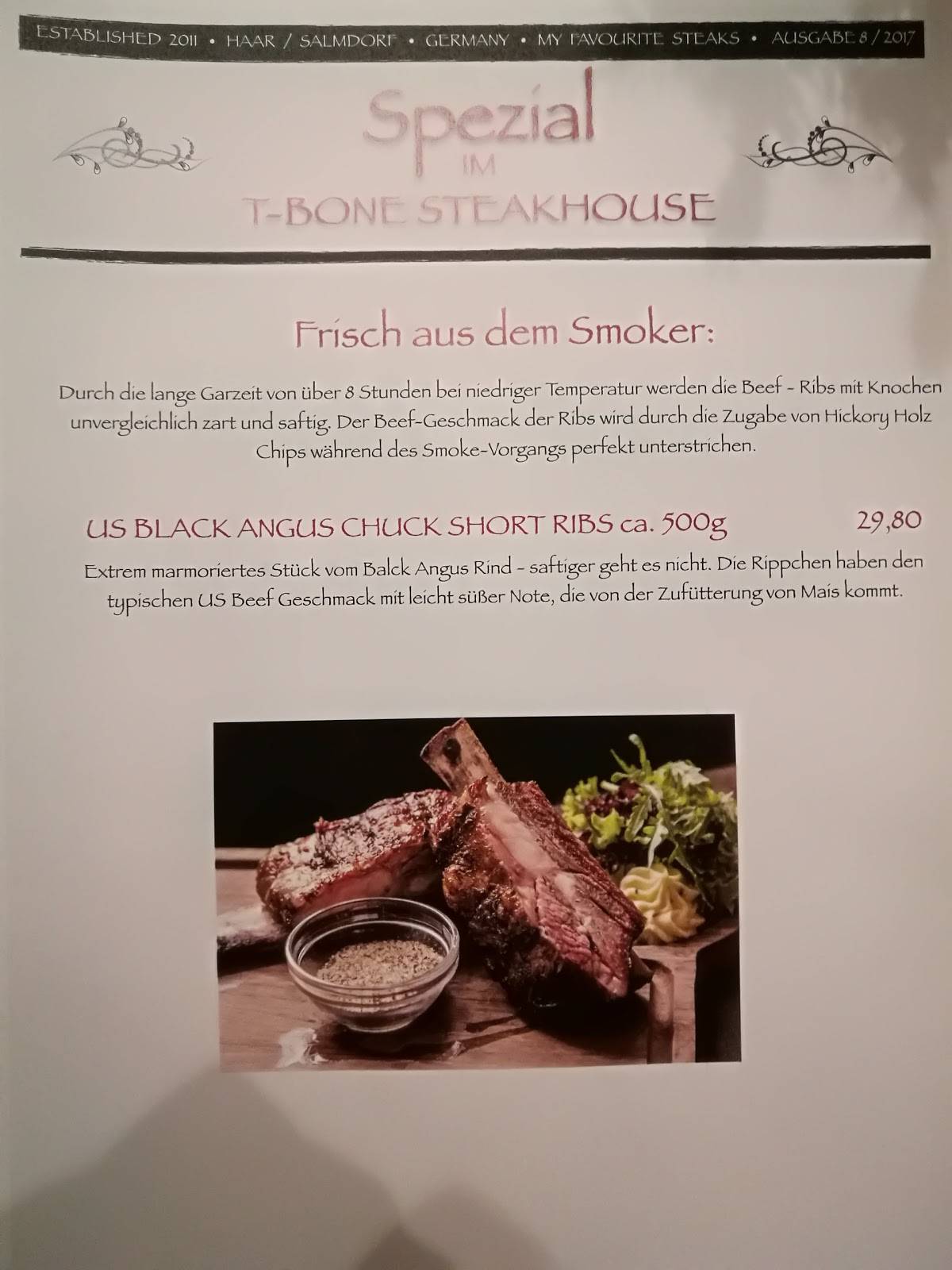 Speisekarte von TBone Steakhouse, Haar