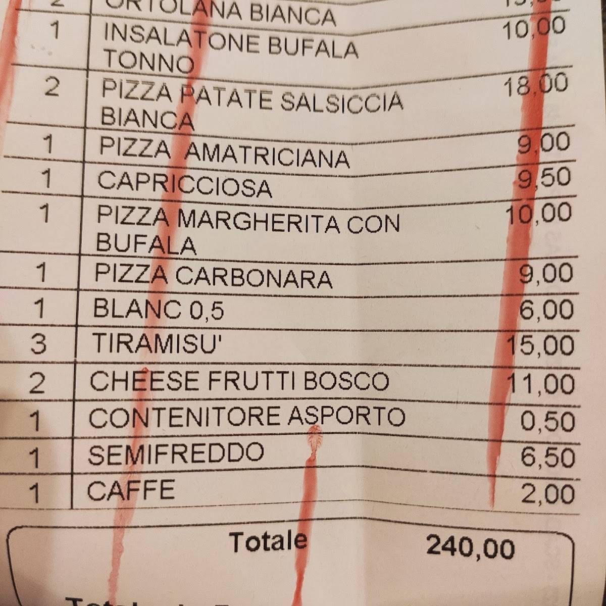 Menu di T-Gusto 