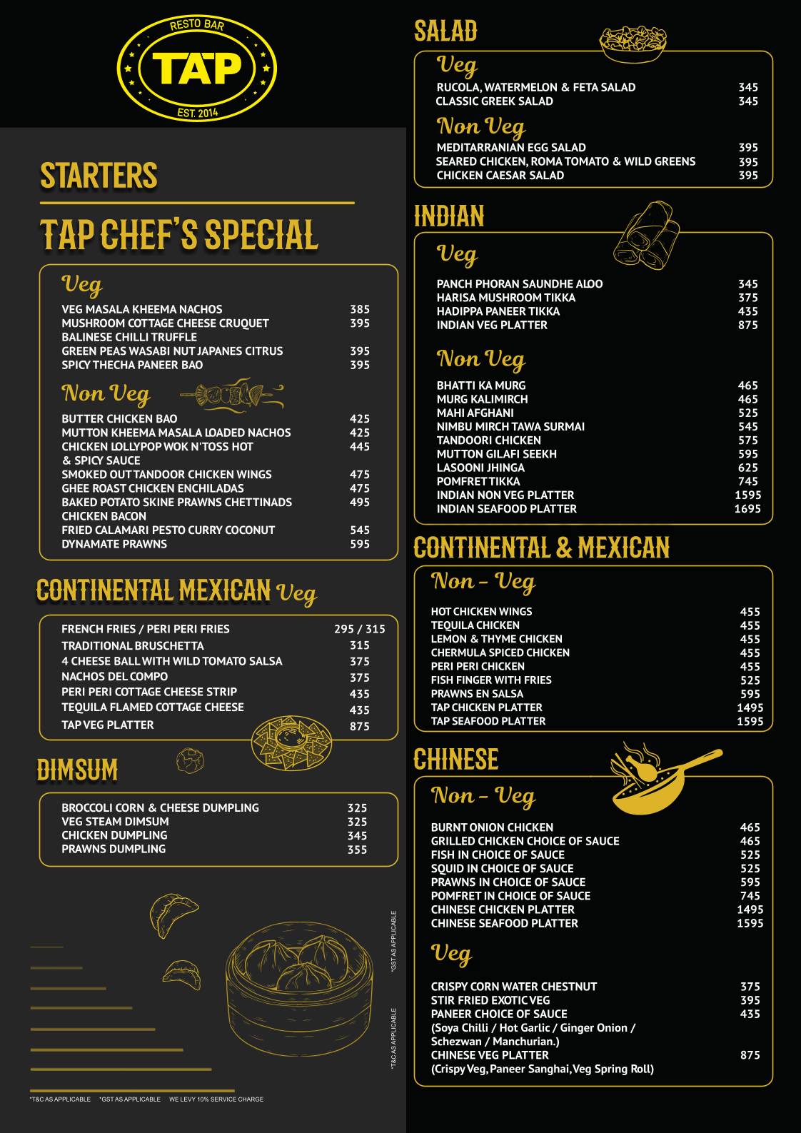 TAP Resto Bar Worli menu