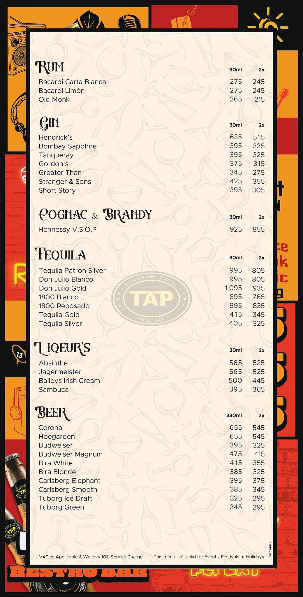 TAP Resto Bar Worli menu