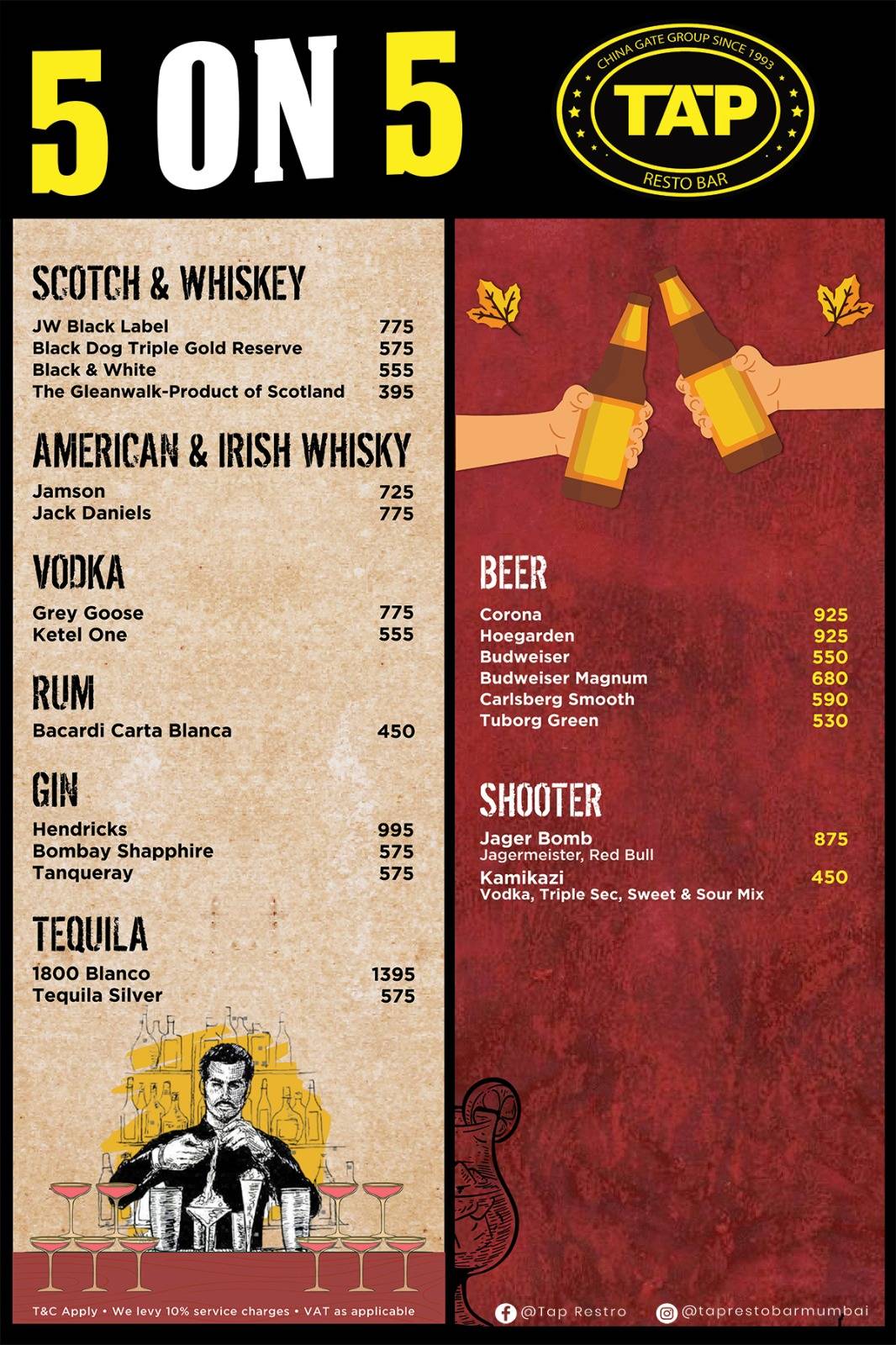 TAP Resto Bar Worli menu