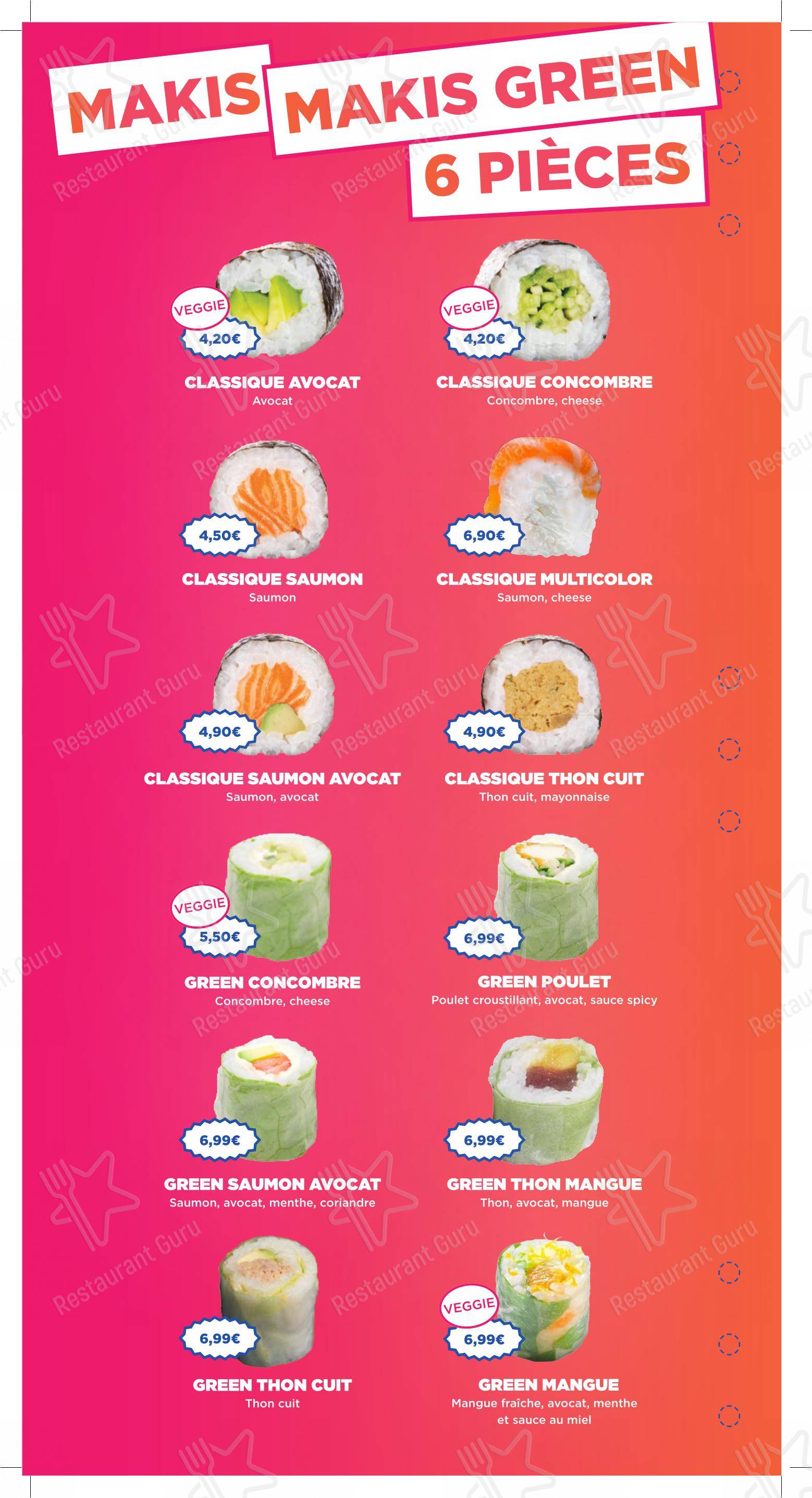 Menu pour TASTY RICE CLICHY dans Clichy