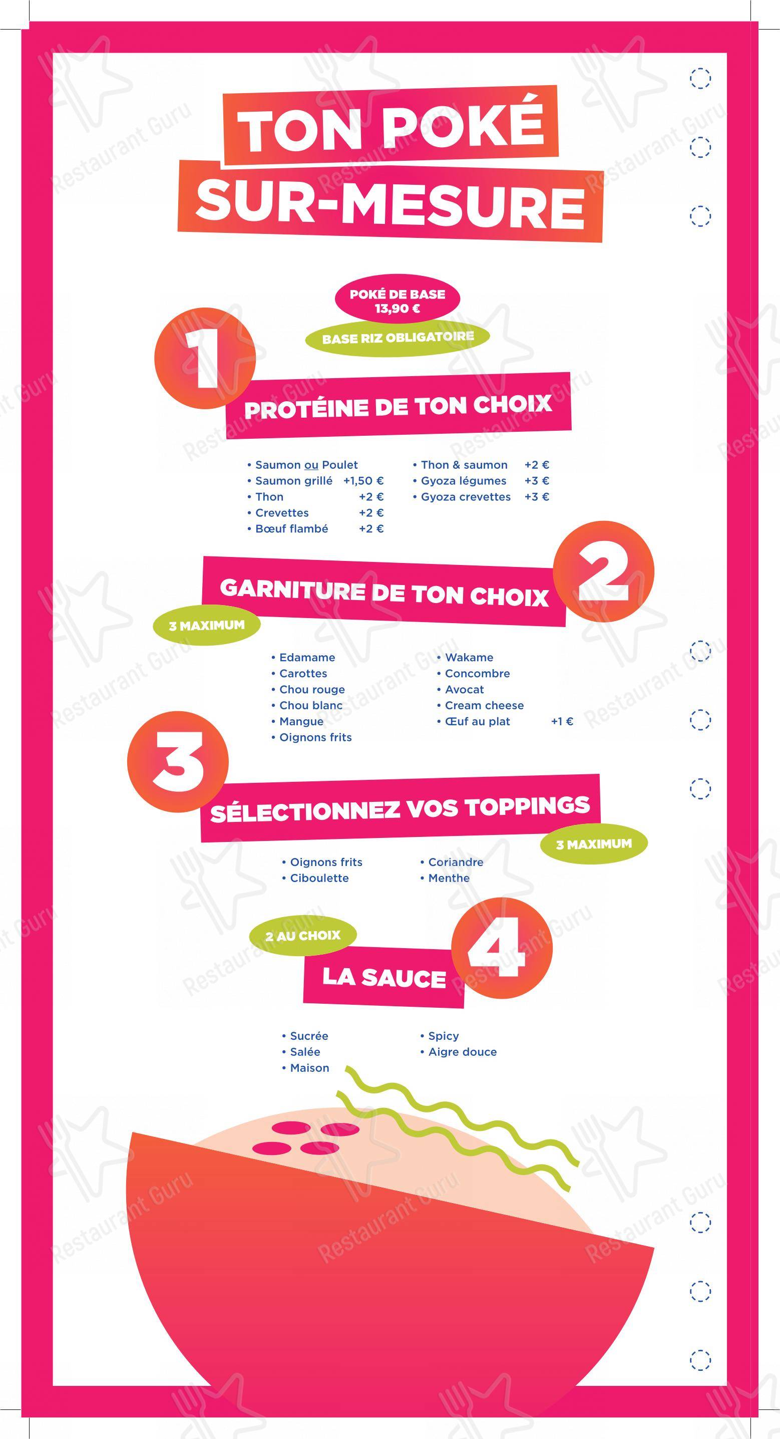 Menu pour TASTY RICE CLICHY - Menu