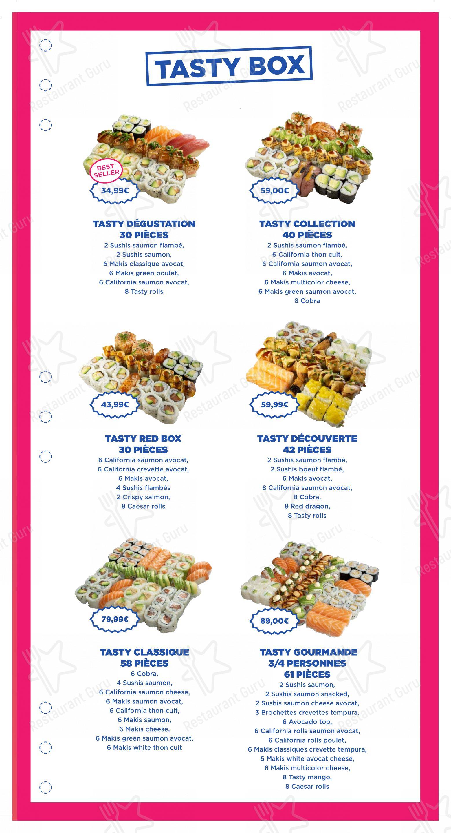 Menu pour TASTY RICE CLICHY restaurant