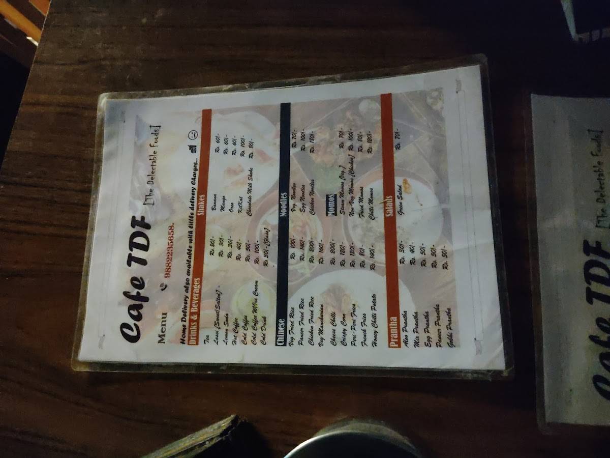 TDF Cafe menu