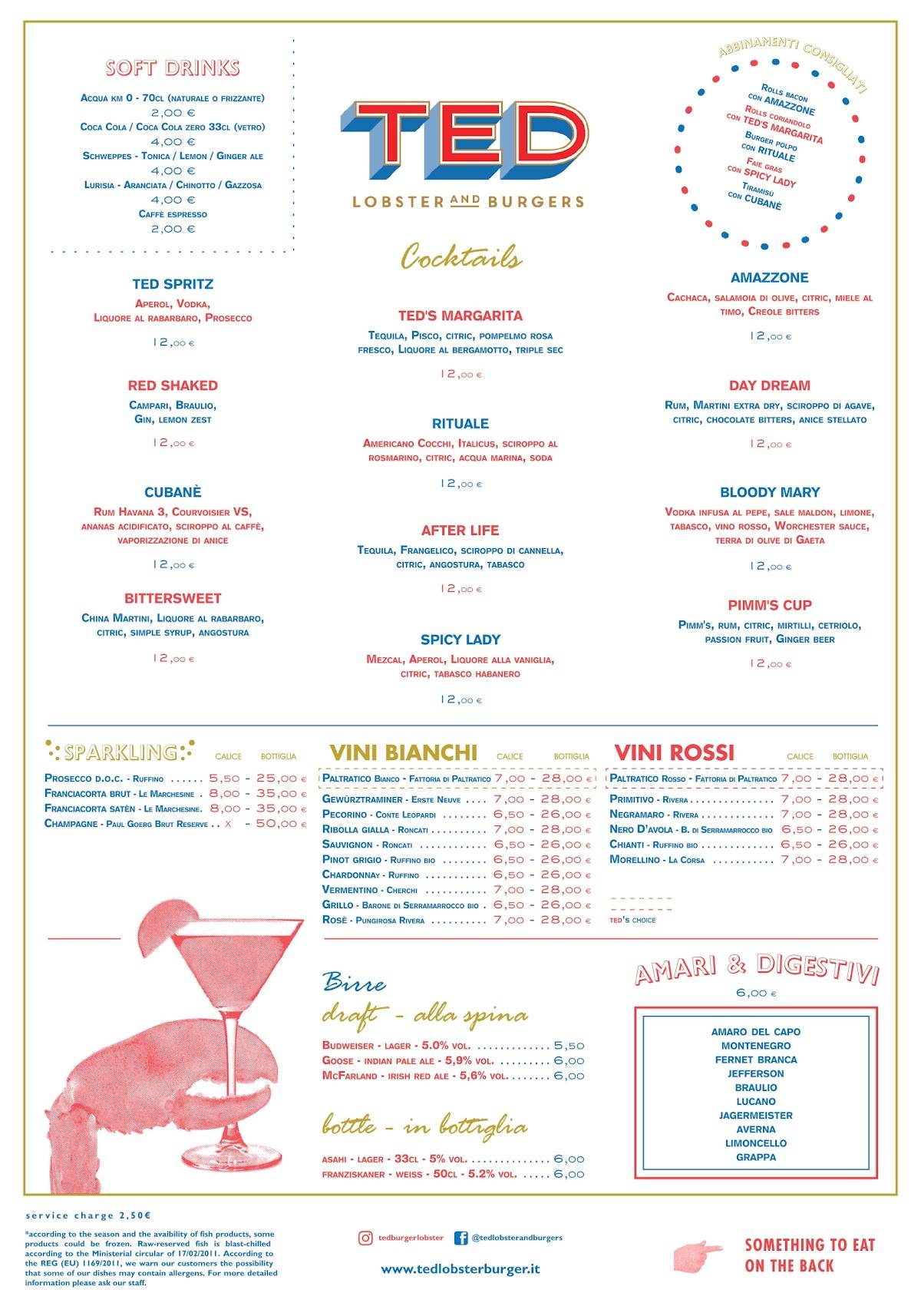 Menu da TED lobsters, burgers and pizza ristorante, Milano