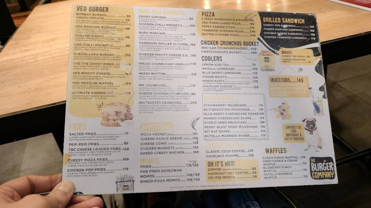 THE BURGER COMPANY menu
