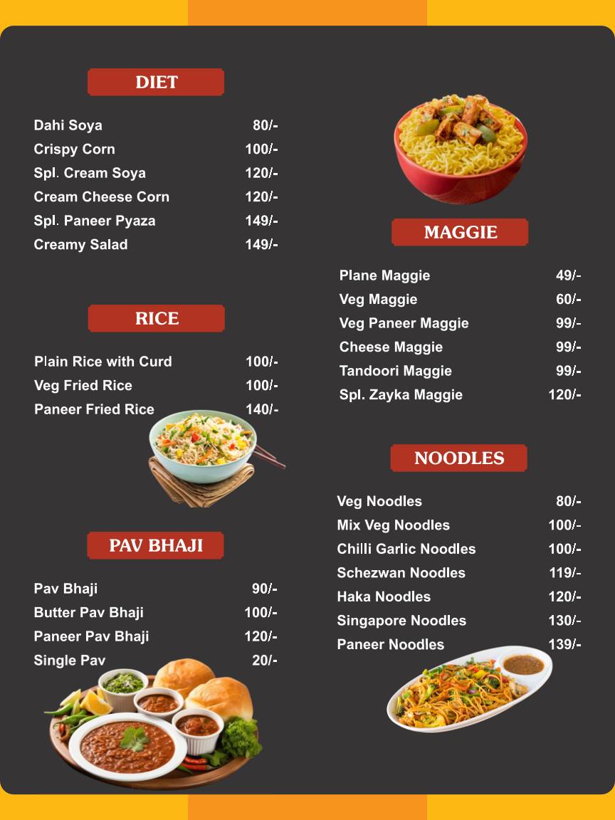 THE ZAYKA CAFE AND FAMILY RESTAURANT menu