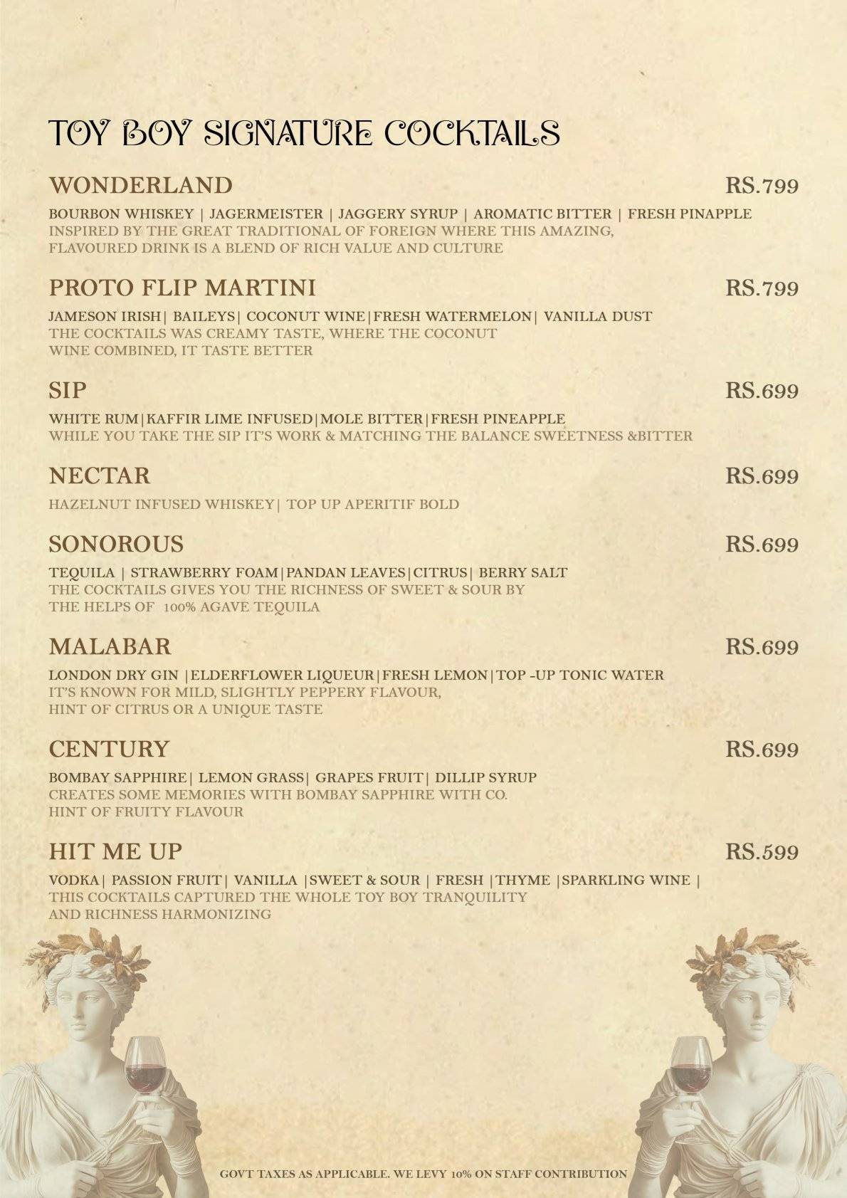 TOY BOY menu