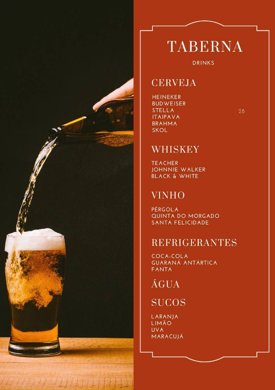 Taberna cardápio