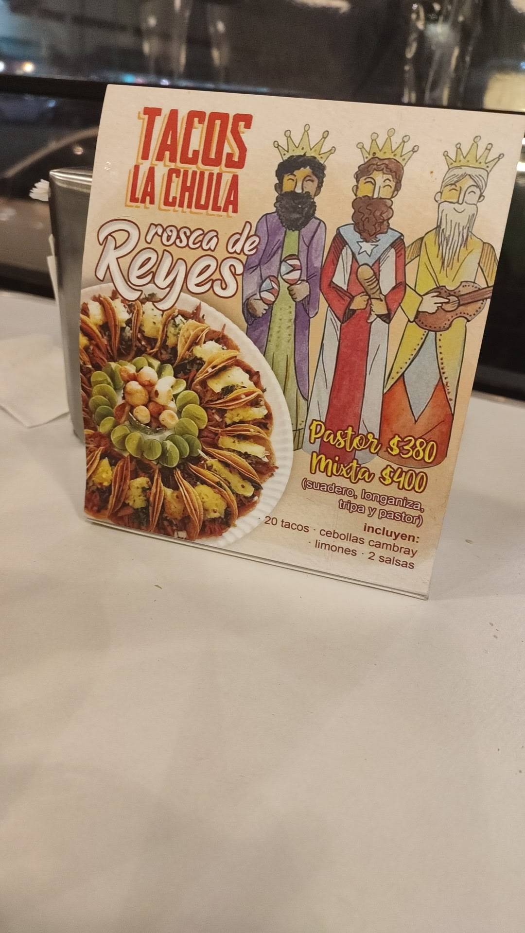 Carta del restaurante Tacos La Chula Revolución, Ciudad del México