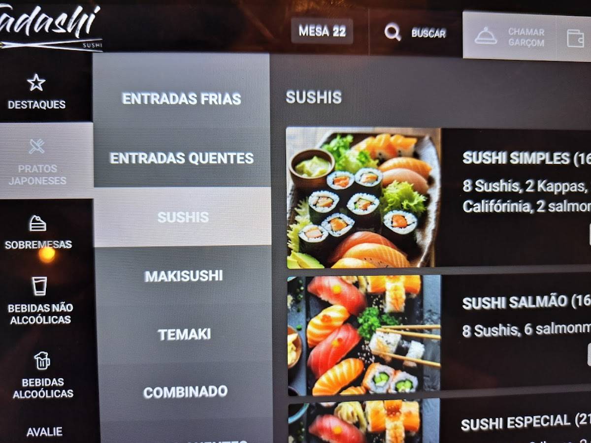 Tadashi Sushi Maceió cardápio