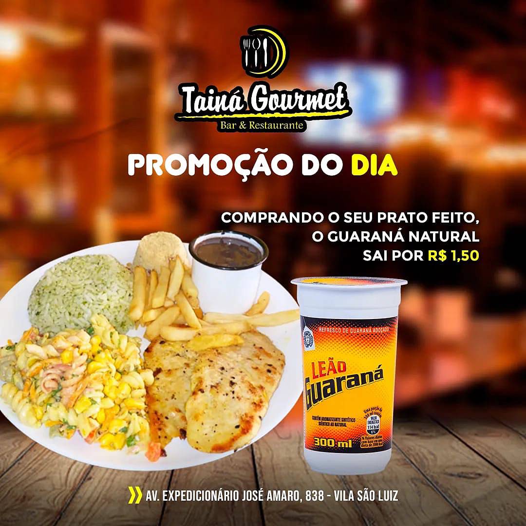 Tainá Gourmet cardápio