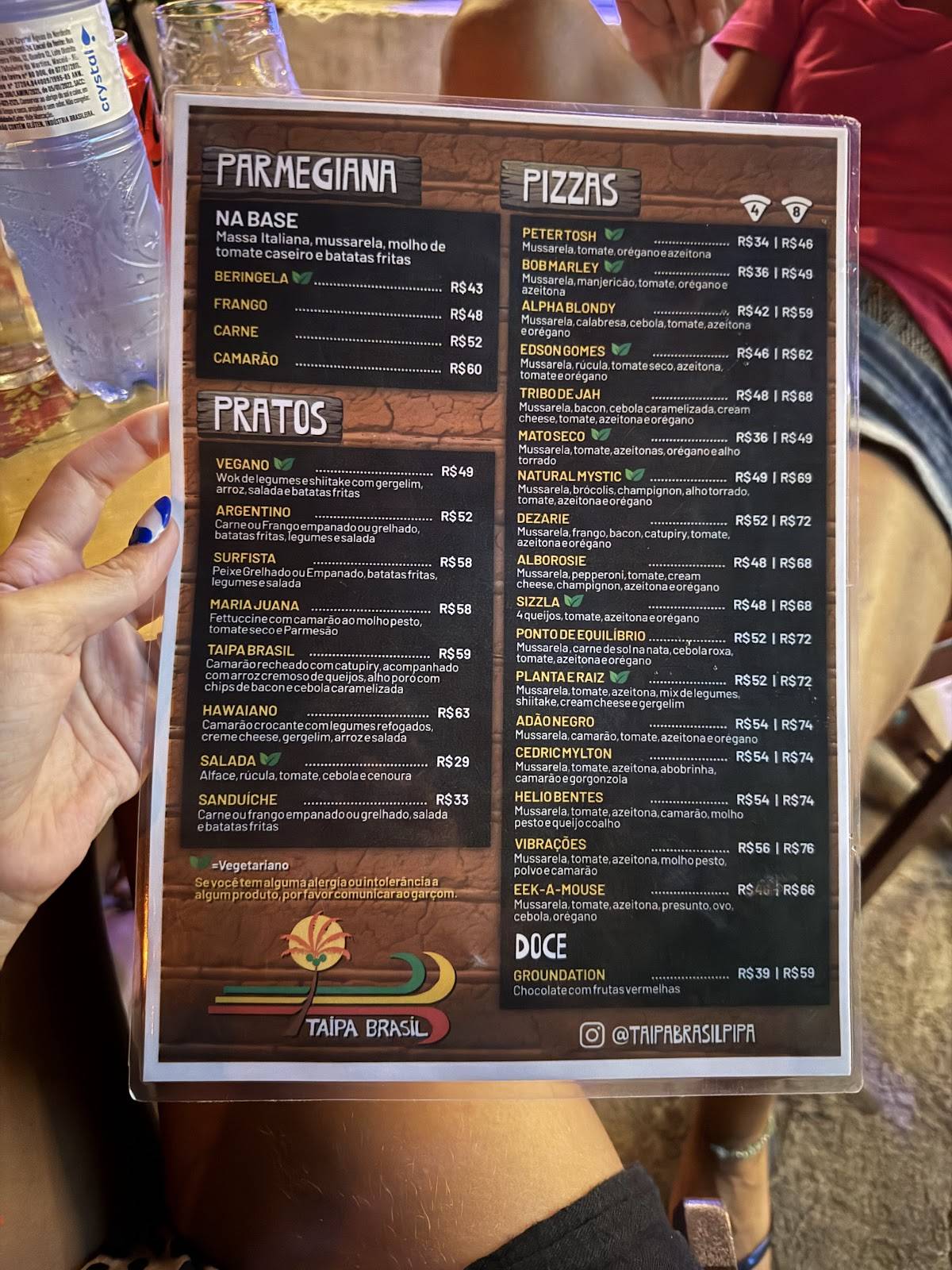 Taipa Brasil cardápio