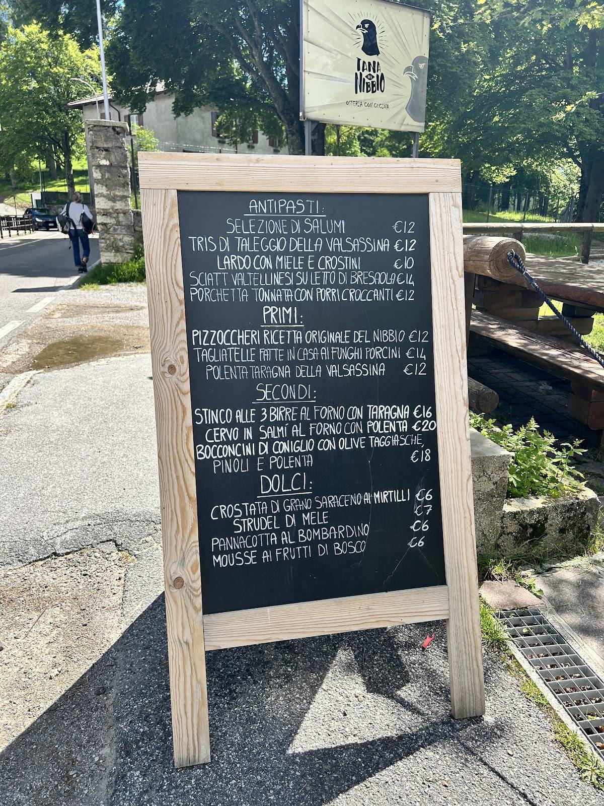 Menu di Tana del Nibbio 
