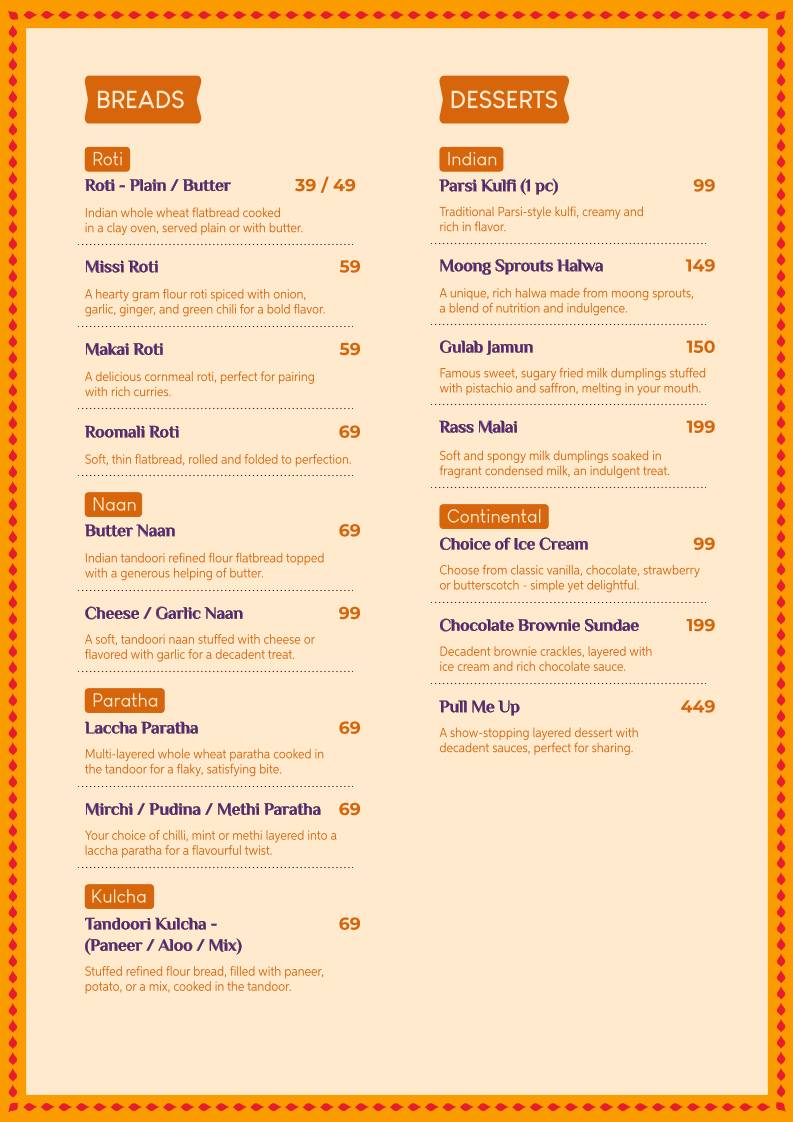 Tandoor Bar & Garden Restaurant menu