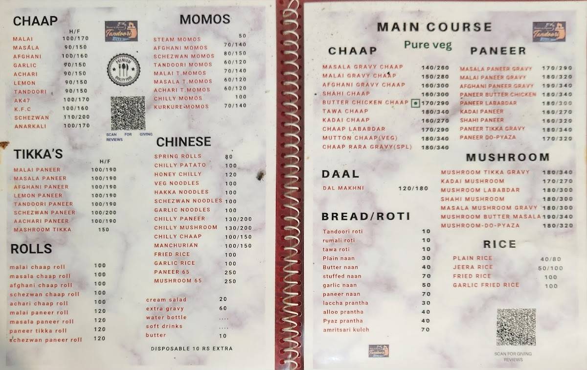 Tandoori Club: (sardarji) menu