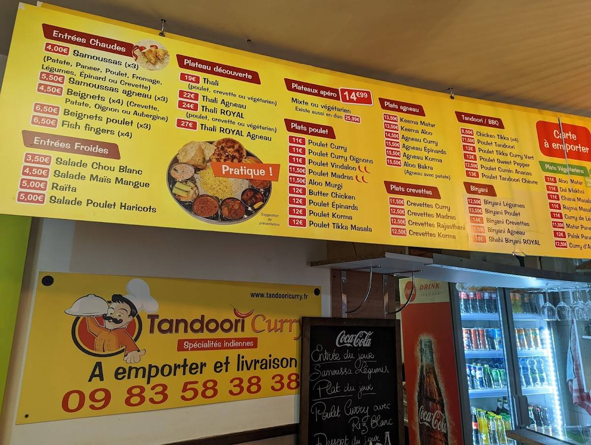 Menu de Tandoori Curry | Plats Emporter| Livraison | Drive Nuits 7J7 |