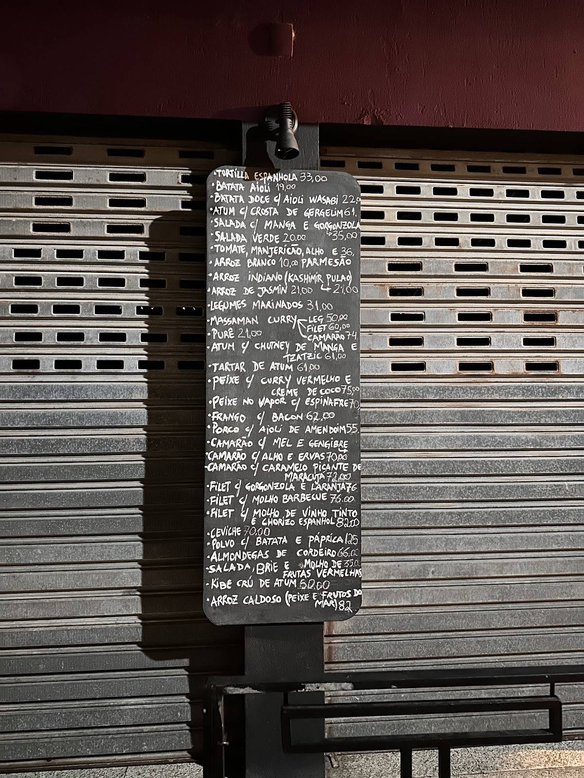 Tapas cardápio