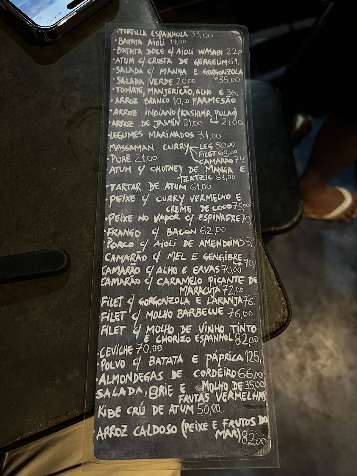 Tapas cardápio