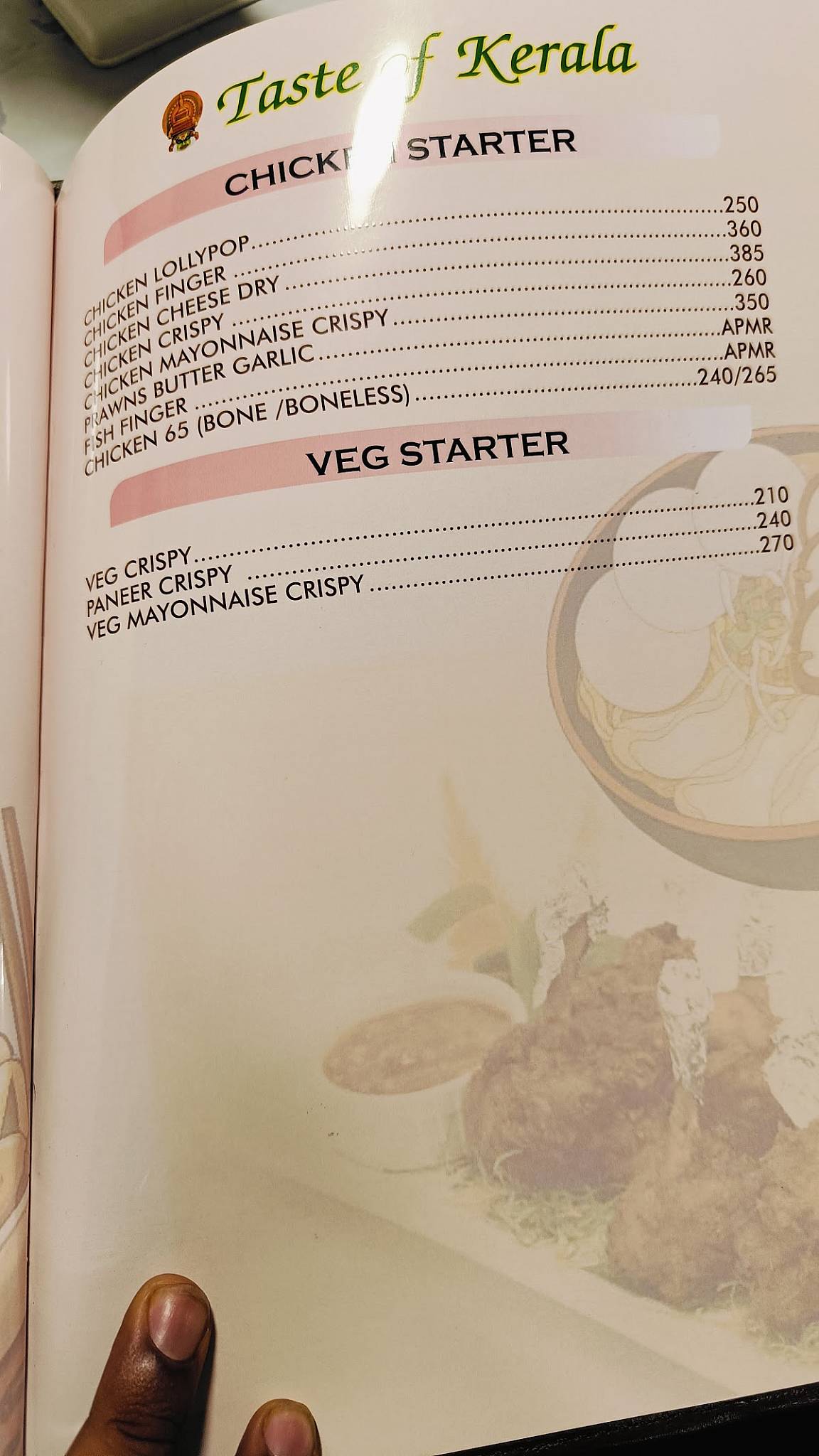 Taste of kerala@ menu