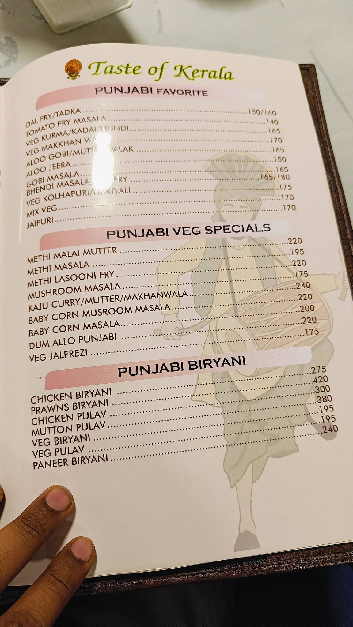 Taste of kerala@ menu