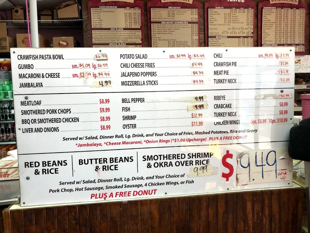 Menu at Tastee Donuts restaurant, Kenner, Loyola Dr 2