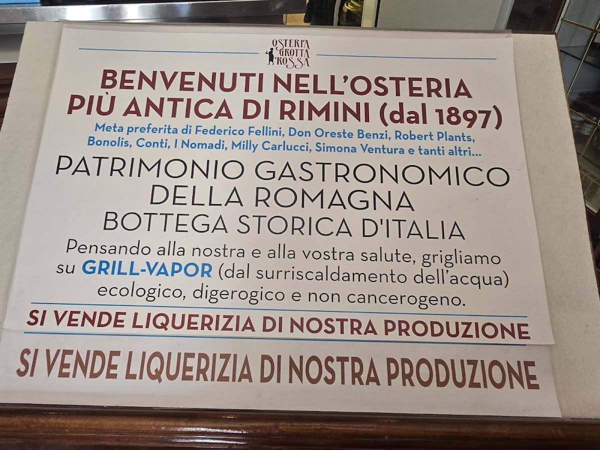 Menu di Osteria Grotta Rossa 