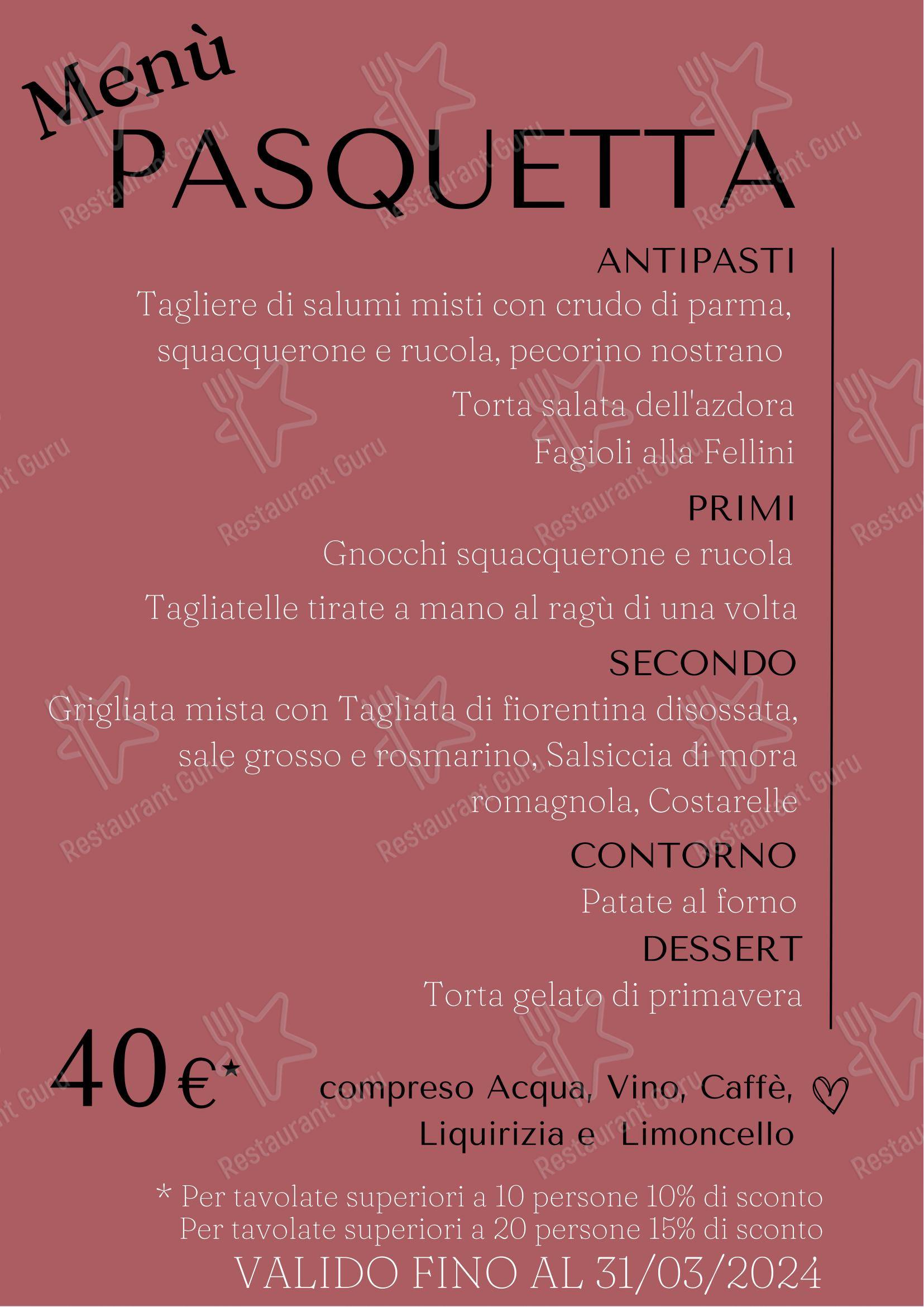 Menu per Osteria Grotta Rossa ristorante
