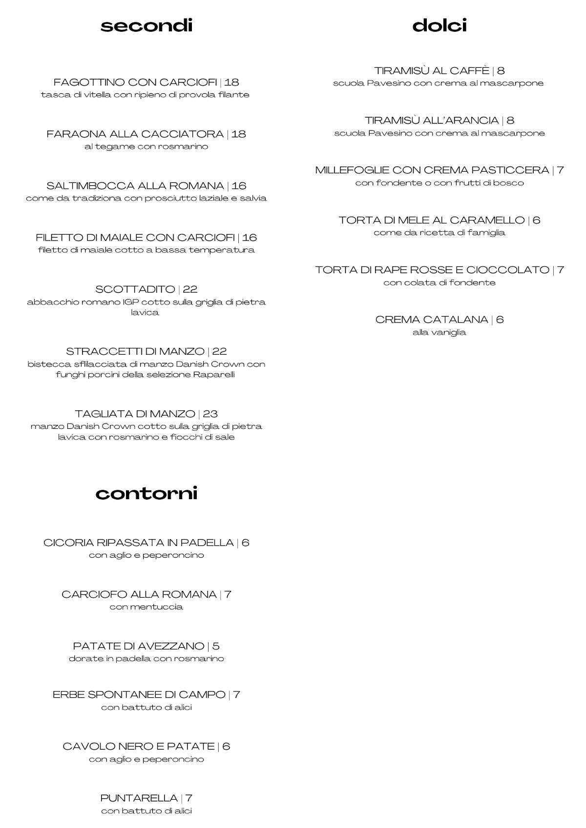 Menu di Taverna Mari 