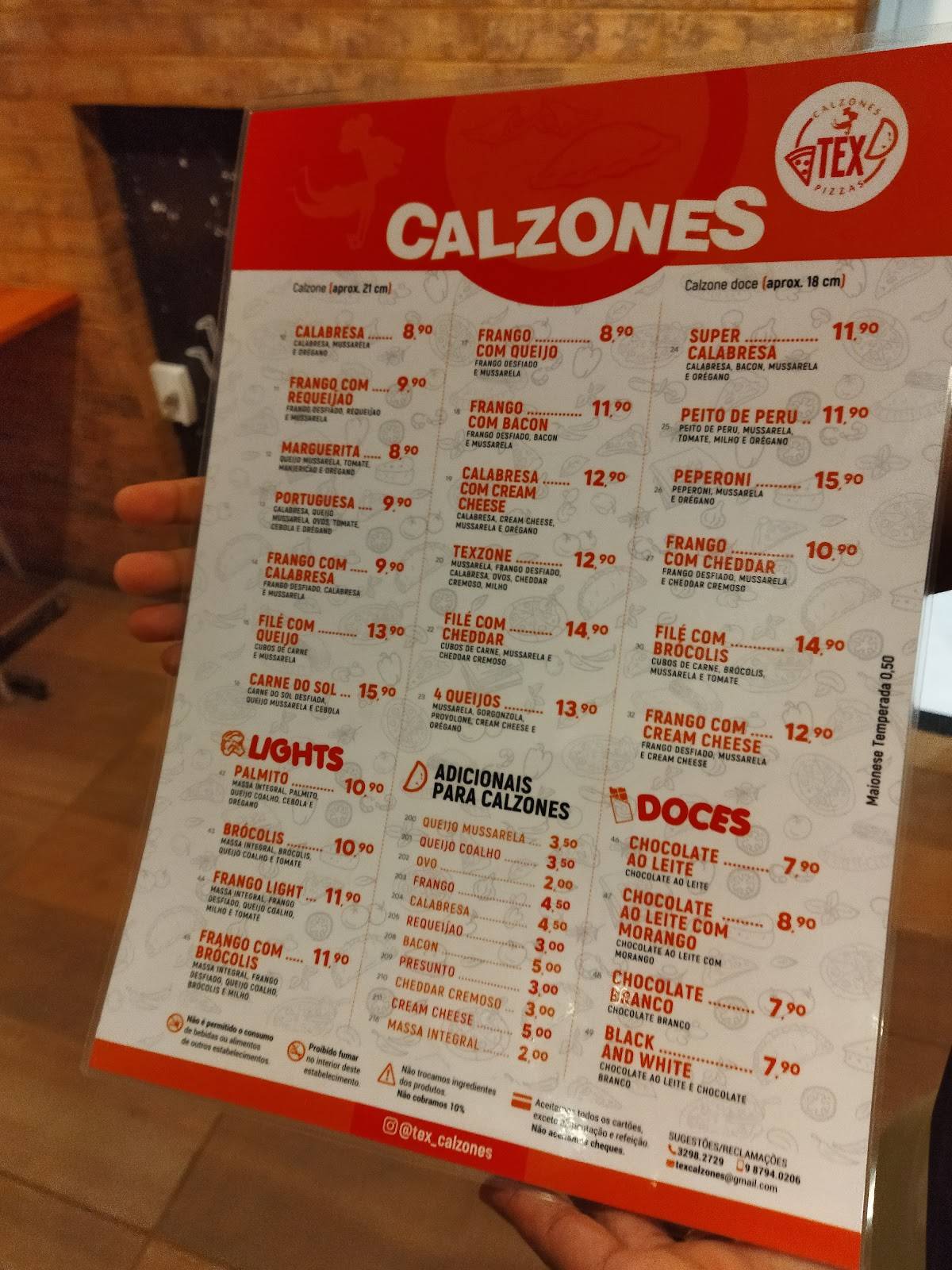 Tex Pizzaria Benfica cardápio
