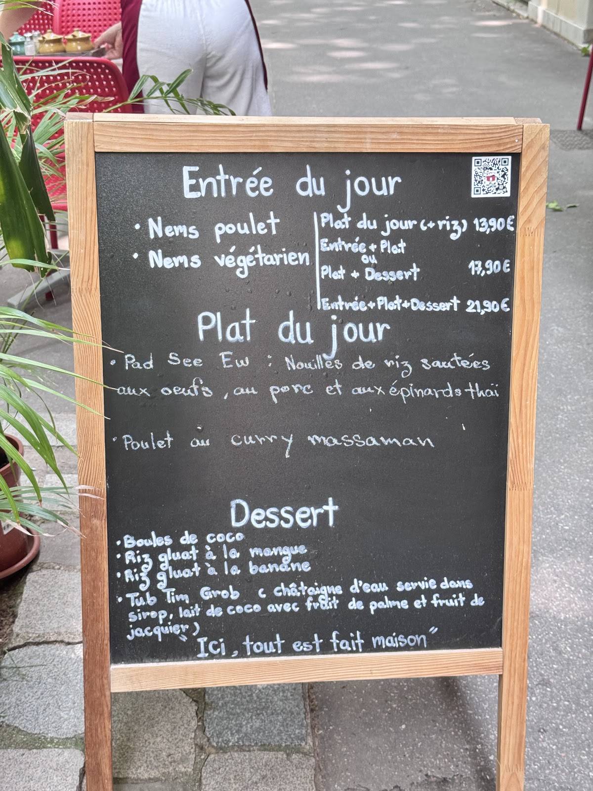 Menu de Thaï-baan