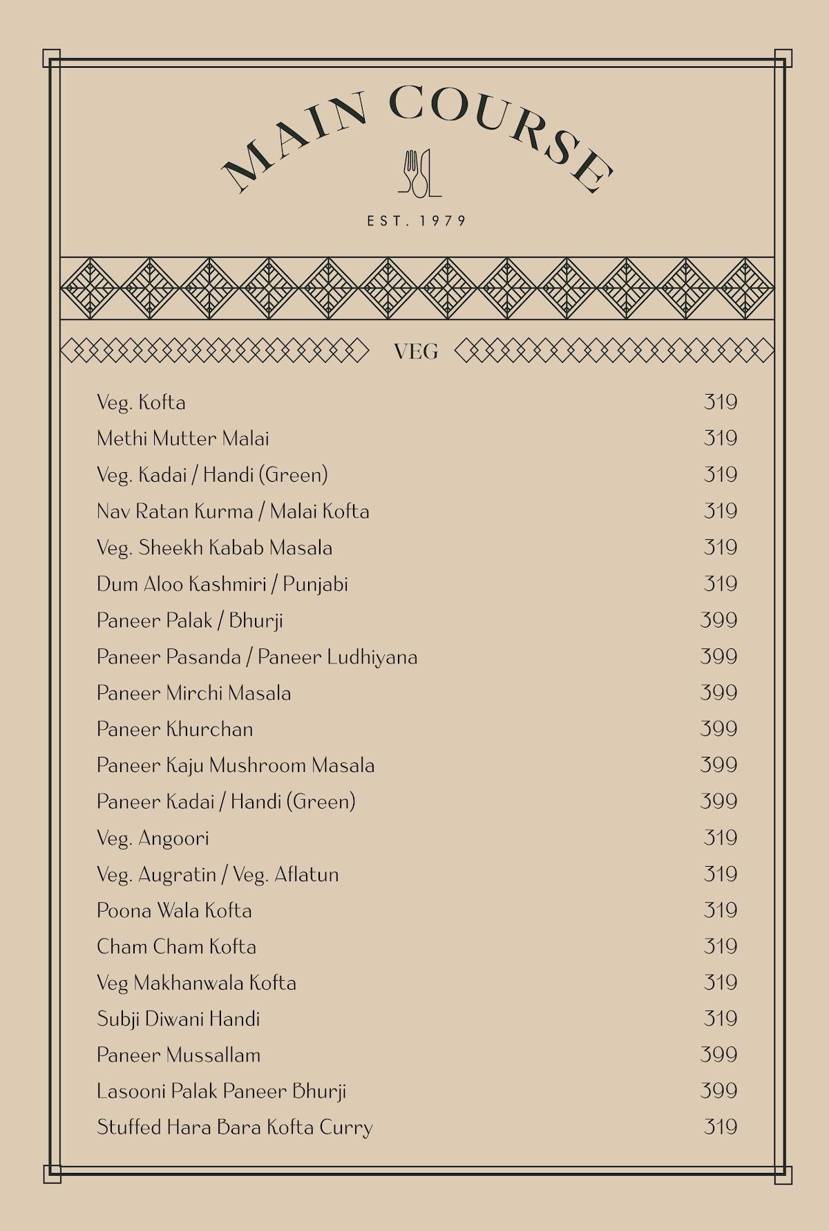 Moni's Bar & Restaurant menu