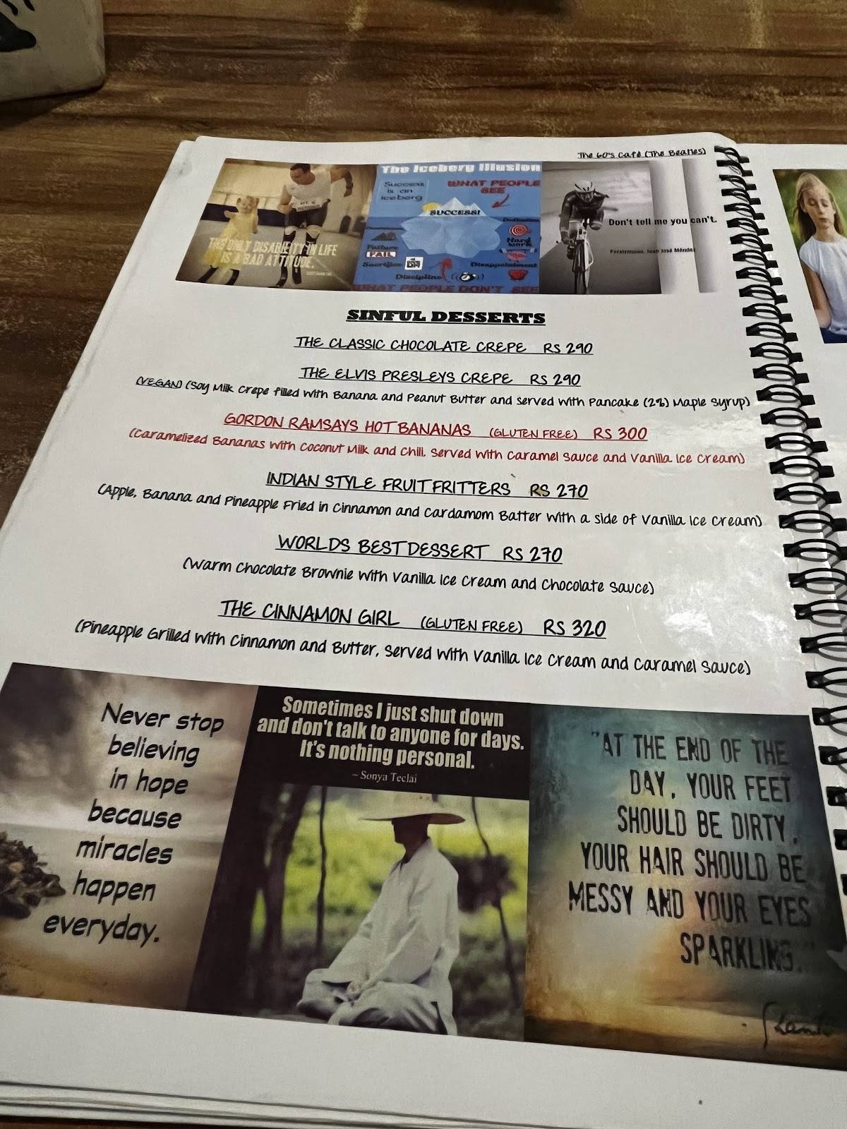 The 60's Cafe (The Beatles) menu